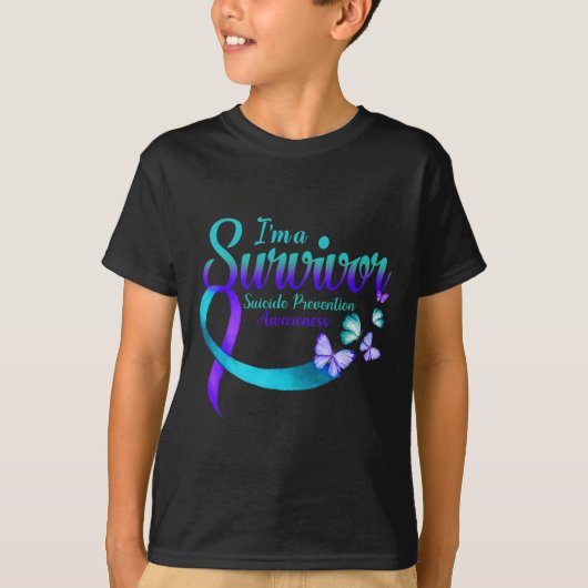 Butterfly I'm a Survivor Suicide Prevention Awaren T-shirt (Voorkant)