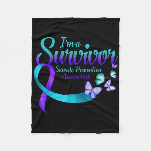 Butterfly Im A Survivor Suicide Prevention Awarene Fleece Deken (Voorkant)