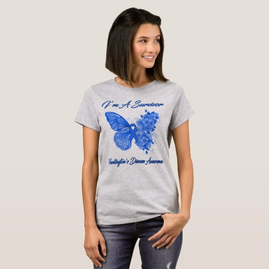 Butterfly I'm a Survivorr Huntington's disease T-shirt (Voorkant volledig)