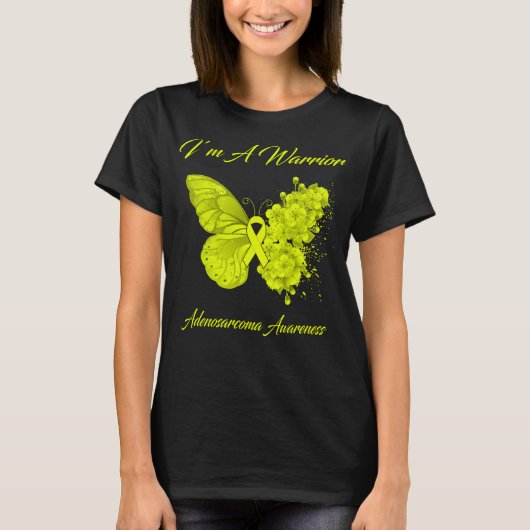 Butterfly I'm a Warrior Adenosarcoma Awareness T-shirt (Voorkant)