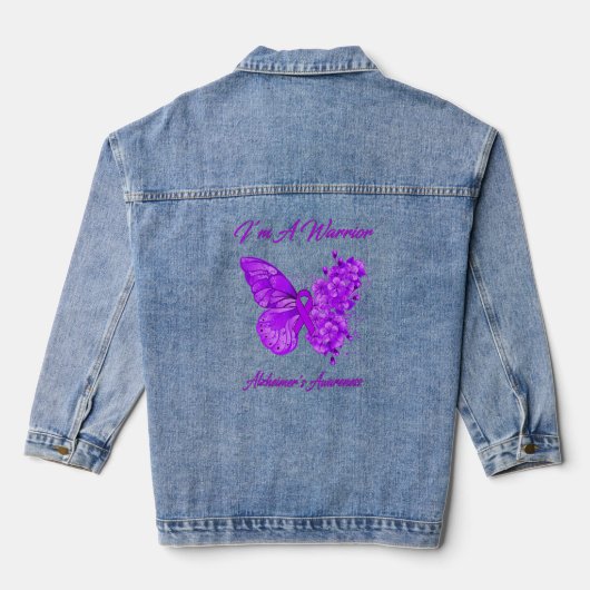 Butterfly I'm a Warrior Alzheimer's Awareness Denim Jacket (Achterkant)