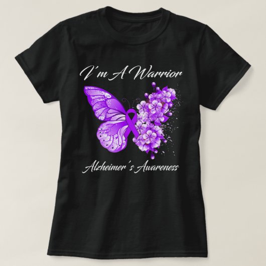 Butterfly I'M a Warrior Alzheimer's awareness T-shirt (Design voorkant)