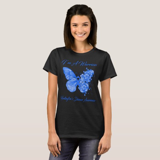Butterfly I'm A Warrior Huntington's Disease T-shirt (Voorkant volledig)