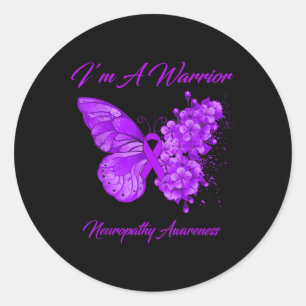 Butterfly I'm a Warrior Neuropathy Awareness Ronde Sticker