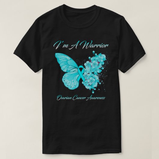 Butterfly I'm a Warrior Ovarian Cancer Awareness T-shirt (Design voorkant)