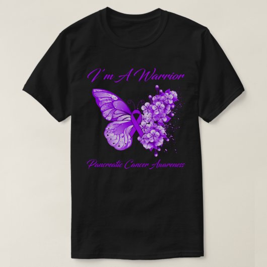 Butterfly I'm a Warrior Pancreatic Cancer Awarenes T-shirt (Design voorkant)