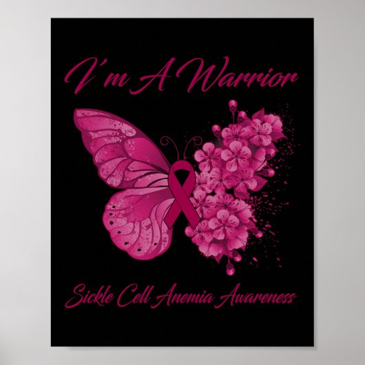 Butterfly I'm a Warrior Sickle Cell Anemia Awarene Poster (Voorkant)