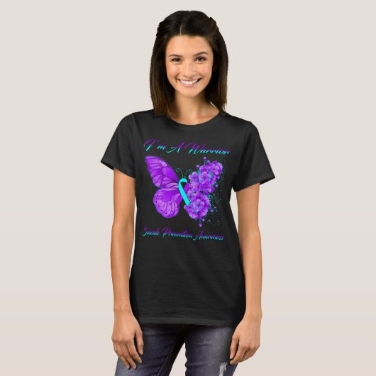 Butterfly I'm a Warrior Suicide Prevention T-shirt (Voorkant volledig)
