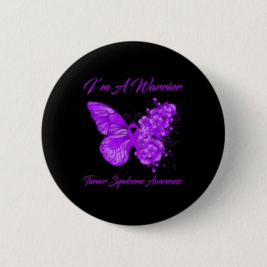 Butterfly I'm a Warrior Turner Syndroeness Ronde Button 5,7 Cm (Voorkant)