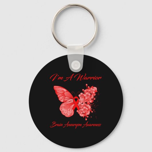 Butterfly I'm Warrior Brain Aneurysm Awareness Sleutelhanger (Voorkant)