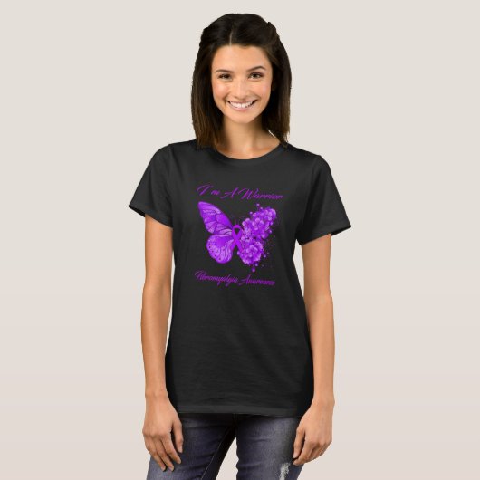 Butterfly I'M Warrior Fibromyalgia Awareness T-shirt (Voorkant volledig)