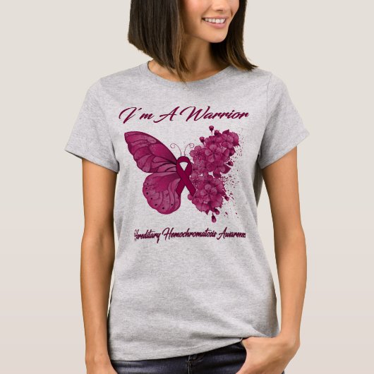 Butterfly I'm Warrior Hereditary Hemochromatosis T-shirt (Voorkant)