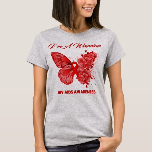 Butterfly I'm Warrior HIV AIDS Awareness T-shirt (Voorkant)