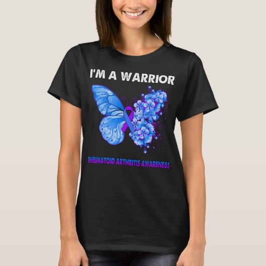 Butterfly I'm Warrior Rheumatoid Artritis AWare T-shirt (Voorkant)