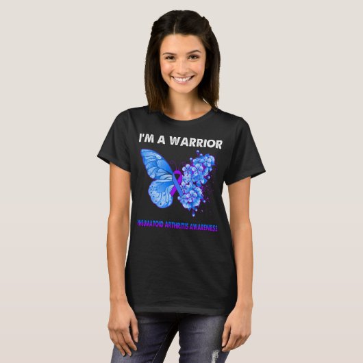 Butterfly I'm Warrior Rheumatoid Artritis AWare T-shirt (Voorkant volledig)