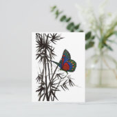 butterfly in bamboo briefkaart (Staand voorkant)