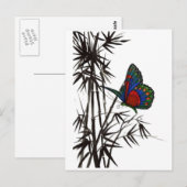butterfly in bamboo briefkaart (Voorkant / Achterkant)