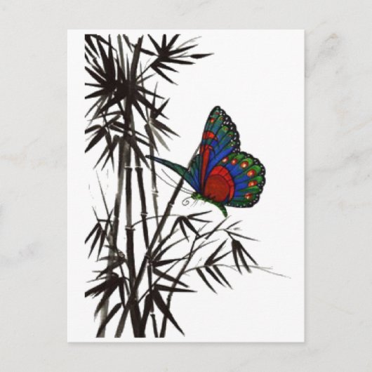butterfly in bamboo briefkaart (Voorkant)