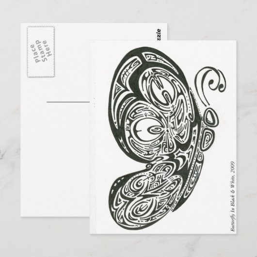 Butterfly in Black & White, 2009 Briefkaart (Voorkant / Achterkant)