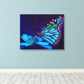 Butterfly in Blue Light Canvas Print (Insitu (Houten vloer))