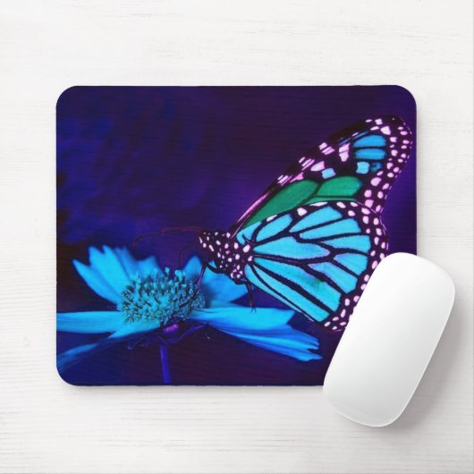 Butterfly in Blue Light Mousepad Muismat (Met muis)