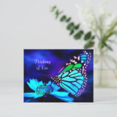 Butterfly in Blue Light - Thinking You Briefkaart (Staand voorkant)