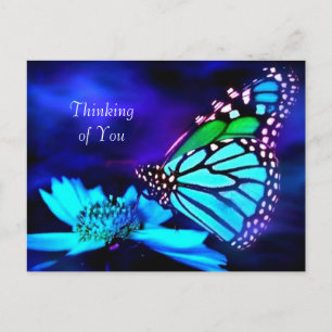 Butterfly in Blue Light - Thinking You Briefkaart