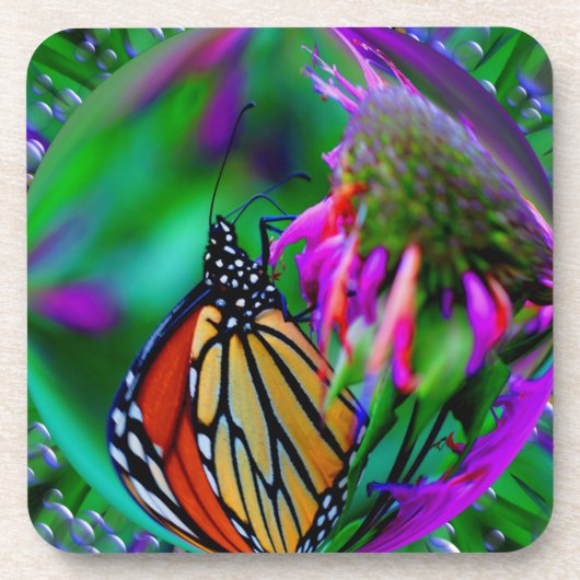 Butterfly in Bubble Natuur Art Onderzetter set (Voorkant)