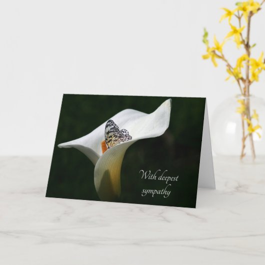 Butterfly in Calla Lily Sympathie Kaart (Gele Bloem)