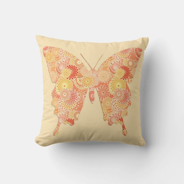 Butterfly in fractaal patroon — sinaasappel en per kussen (Voorkant)