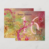 BUTTERFLY IN GOLD SPARKLES SWEET16 Birthday Party Kaart (Voorkant / Achterkant)