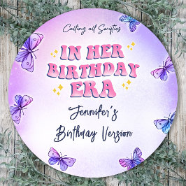 Butterfly in haar verjaardagsevenement ronde sticker