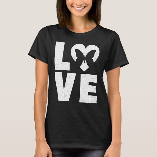 Butterfly in Heart Love T-shirt (Voorkant)