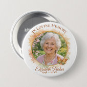 Butterfly In Loving Memory Memorial Button Pin (Voorkant /achterkant)