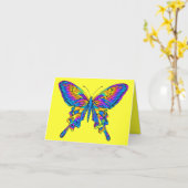 Butterfly in Mooie Multi-Color met Blauw Kaart (Gele Bloem)