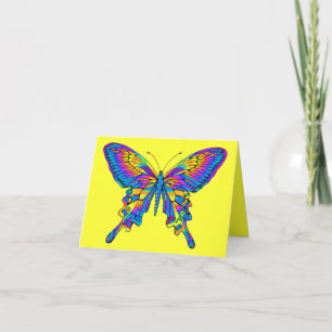 Butterfly in Mooie Multi-Color met Blauw Kaart