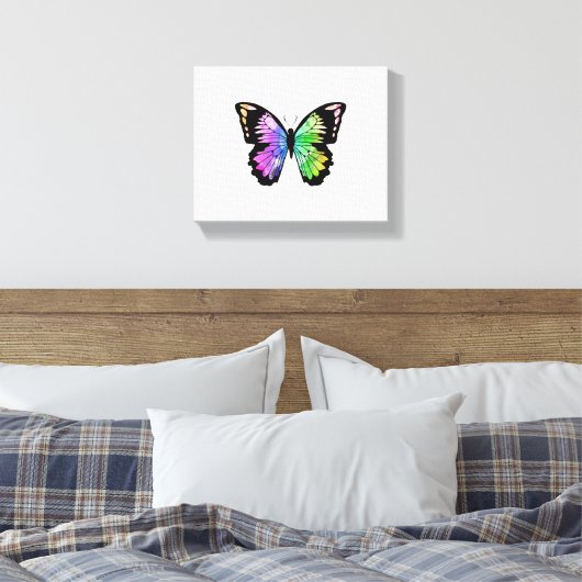 Butterfly in regenboogkleuren canvas afdruk (Insitu (Slaapkamer))