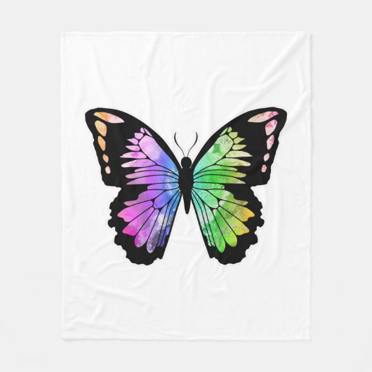 Butterfly in regenboogkleuren fleece deken (Voorkant)