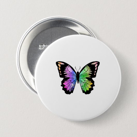 Butterfly in regenboogkleuren ronde button 7,6 cm (Voorkant /achterkant)