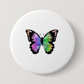 Butterfly in regenboogkleuren ronde button 7,6 cm (Voorkant)