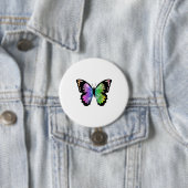 Butterfly in regenboogkleuren ronde button 7,6 cm (In situ)