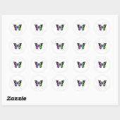Butterfly in regenboogkleuren ronde sticker (Vel)