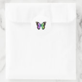 Butterfly in regenboogkleuren ronde sticker (Tas)