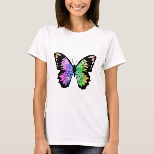 Butterfly in regenboogkleuren t-shirt (Voorkant)