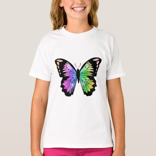 Butterfly in regenboogkleuren t-shirt (Voorkant)