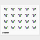 Butterfly in regenboogkleuren vierkante sticker (Vel)