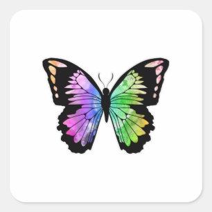 Butterfly in regenboogkleuren vierkante sticker