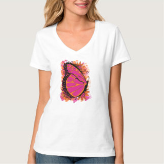 Butterfly in roze en Oranje T-shirt