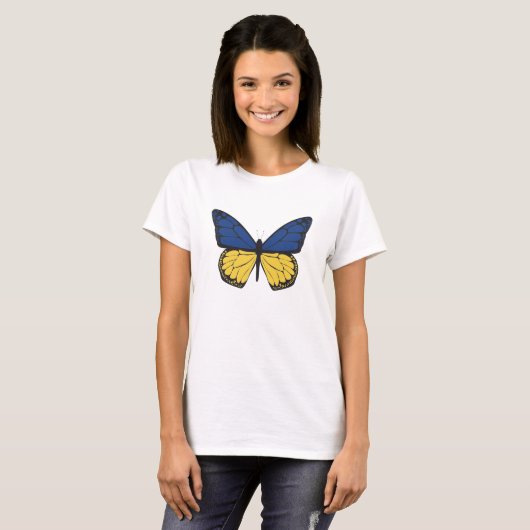 butterfly in ukrainian  colors t-shirt (Voorkant volledig)