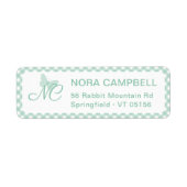 Butterfly Initialen Mint Gingham Retouradres Etiket (Voorkant)
